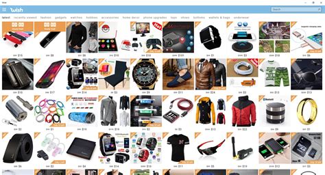 wish shopping home page.